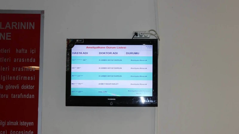 Ameliyat bilgilendirme panosu uygulaması başladı