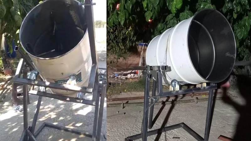 Fiyatlara kızdı! Beton karma makinesi yaptı