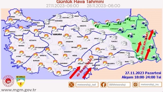 Meteoroloji’den vatandaşlara kuvvetli yağış ve rüzgar uyarısı