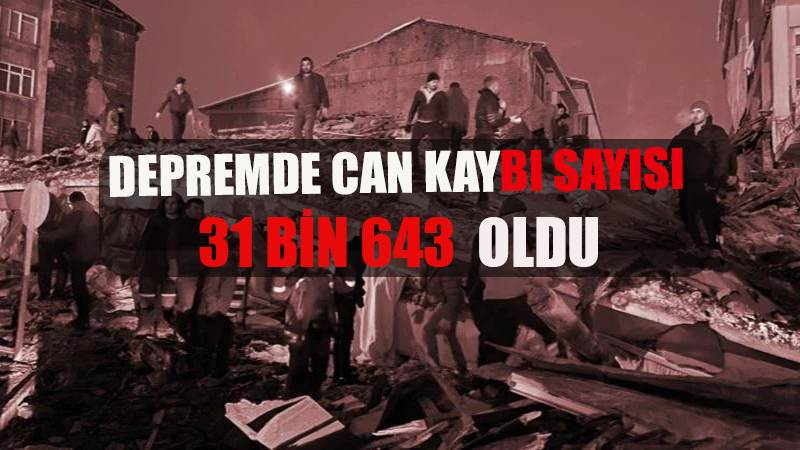 Depremde can kaybı sayısı 31 bin 643 oldu
