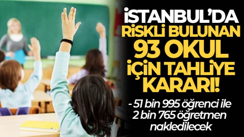 İstanbul'da 93 okulda Pazartesi günü eğitim ve öğretim yapılamayacak