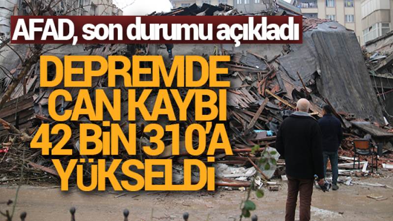 Depremde can kaybı 42 bin 310'a yükseldi