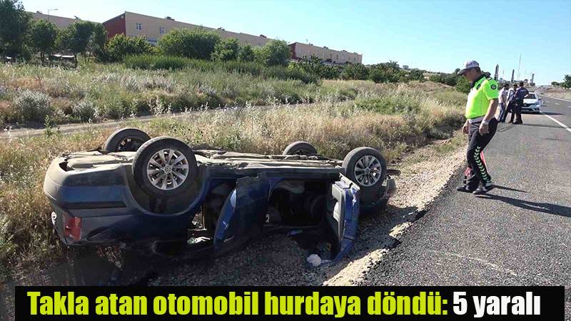 Takla atan otomobil hurdaya döndü: 5 yaralı