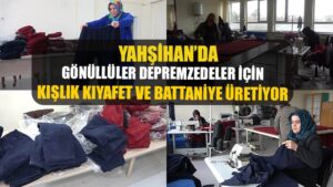 Gönüllüler depremzedeler için kışlık kıyafet ve battaniye üretiyor