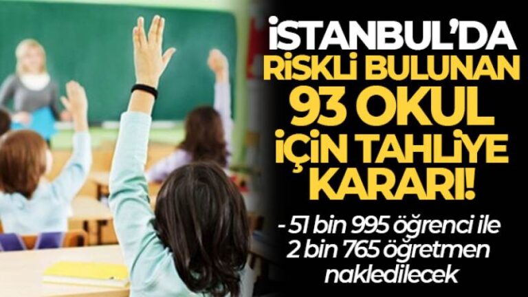 İstanbul’da 93 okulda Pazartesi günü eğitim ve öğretim yapılamayacak