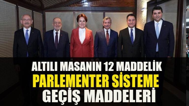 İşte Millet İttifakı’nın 12 maddelik parlamenter sisteme geçiş süreci