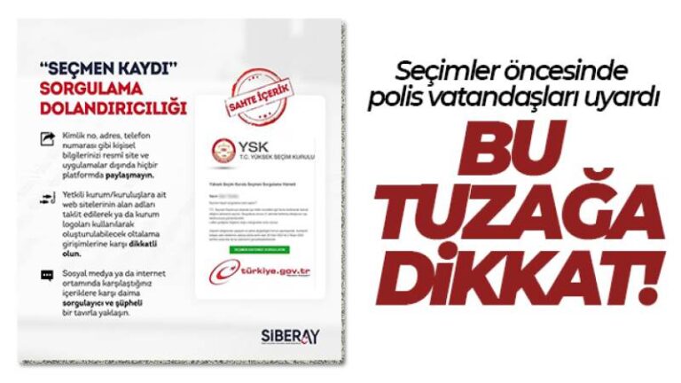 ‘Seçmen kaydınızı sorgulayın’ linkiyle dolandırıcılığa dikkat