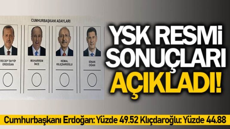 Birinci tur kesin sonuçları Resmi Gazete’de yayımlandı