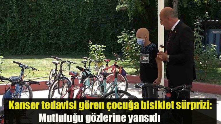 Kanser tedavisi gören çocuğa bisiklet sürprizi: Mutluluğu gözlerine yansıdı