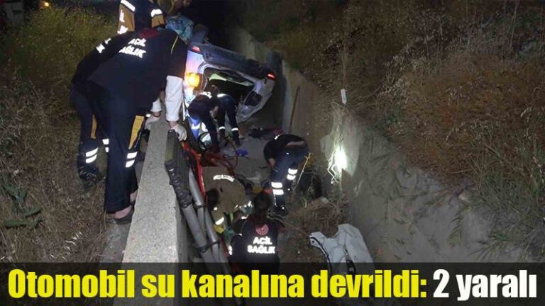Otomobil su kanalına devrildi: 2 yaralı