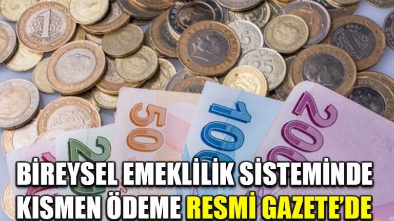 Bireysel Emeklilik Sisteminde kısmen ödeme Resmi Gazete’de