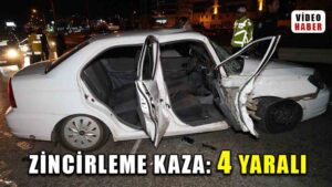 Kepçe ile 2 otomobilin karıştığı kazada araçlar hurdaya döndü: 4 yaralı