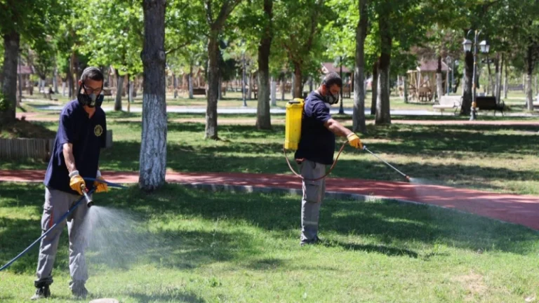 Park ve yeşil alanlarda çevre dostu ilaçlama çalışması