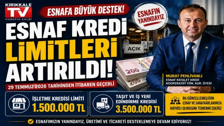 Esnaf kredi limitleri güncellendi! İşletme kredisi 1,5 milyon TL, taşıt ve iş yeri kredisi 3,5 milyon TL oldu