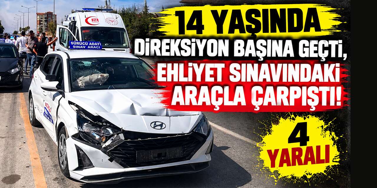14-yasinda-direksiyon-basina-gecti,-ehliyet-sinavindaki-aracla-carpisti:-4-yarali