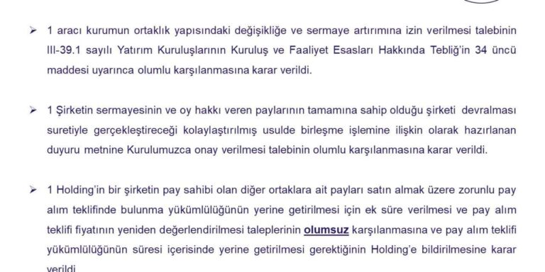 SPK’dan tasfiye süresine ilişkin basın duyurusu