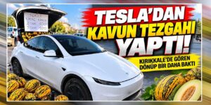 Traktörü değil Tesla’yı seçti! Bagajını adeta kavun tezgahına çevirdi