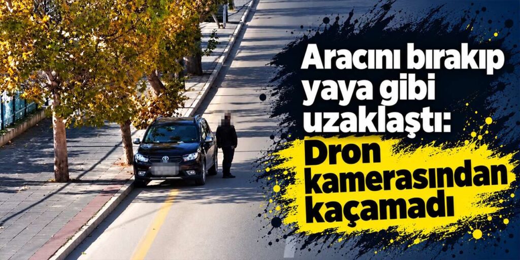 Trafik denetimindeki ilginç anlar dron kamerasında